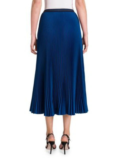 Shop Prada Plisse Midi Skirt In Blue