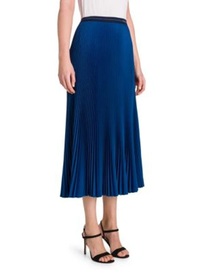 Shop Prada Plisse Midi Skirt In Blue