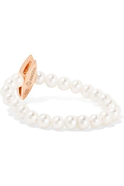 Shop Anissa Kermiche 14-karat Rose Gold, Pearl And Diamond Ring