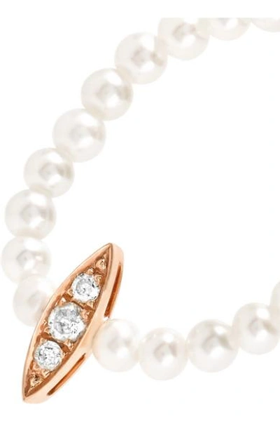 Shop Anissa Kermiche 14-karat Rose Gold, Pearl And Diamond Ring
