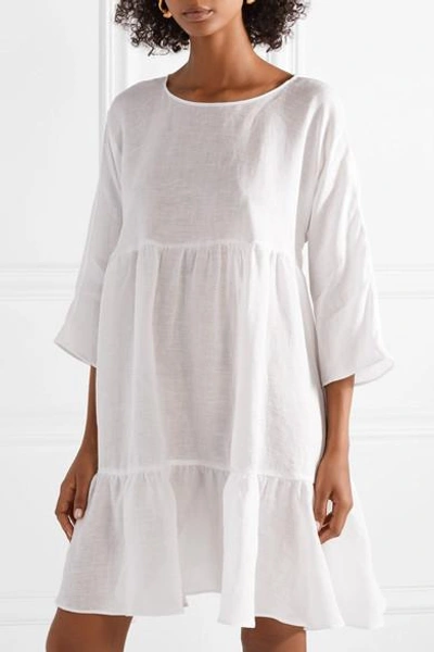 Shop Mansur Gavriel Tiered Linen Dress In White