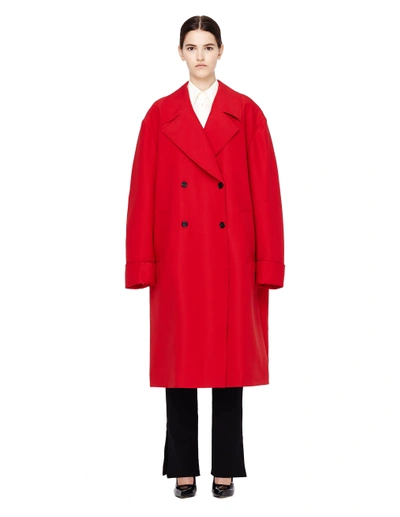 Shop Yang Li Double Breasted Oversized Red Coat