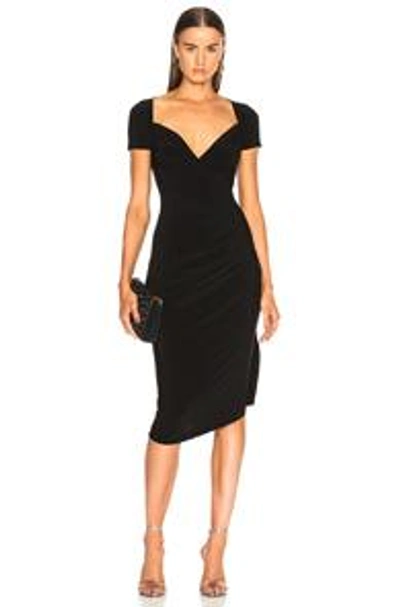 Norma Kamali X Revolve Sweetheart Side Drape Dress In Black