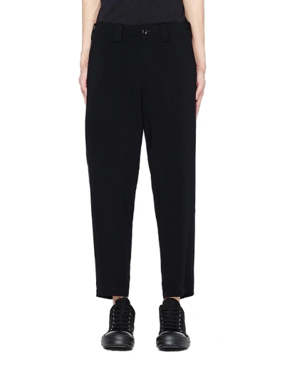 Shop Yohji Yamamoto Cropped Rayon Trousers In Black