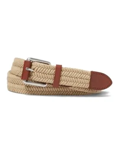 Shop Polo Ralph Lauren Braided Waxed Cotton Belt In Natural