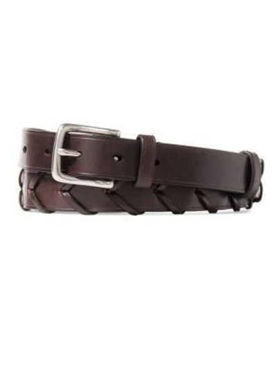 Shop Polo Ralph Lauren Woven Leather Belt In Brown