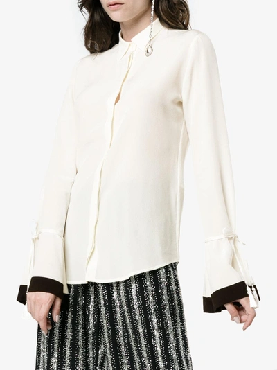 Shop Etro Drawstring Sleeve Silk Shirt In White