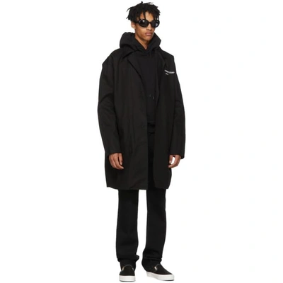 Shop Off-white Black Quote Work Coat In 1001 Blk/wt