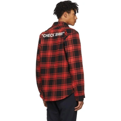 Shop Off-white Red And Black Flannel Quote Shirt In 2001 Red/wt