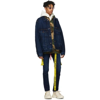 Shop Off-white Blue Skinny Feat Bleach Jeans In 7100 Bleach