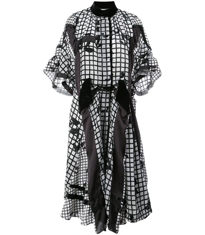 Shop Sacai White & Black Heart Camo Velvet Dress