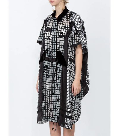 Shop Sacai White & Black Heart Camo Velvet Dress