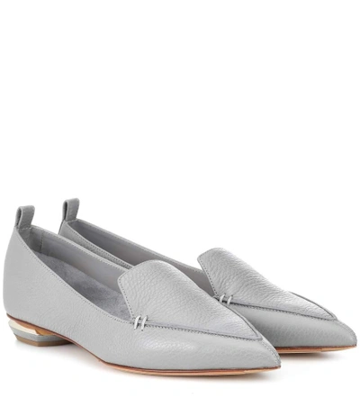 Shop Nicholas Kirkwood Beya Leather Loafers In Grey