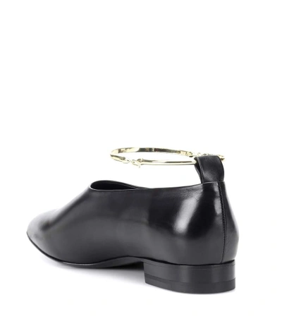 Shop Jil Sander Leather Ballet Flats In Black