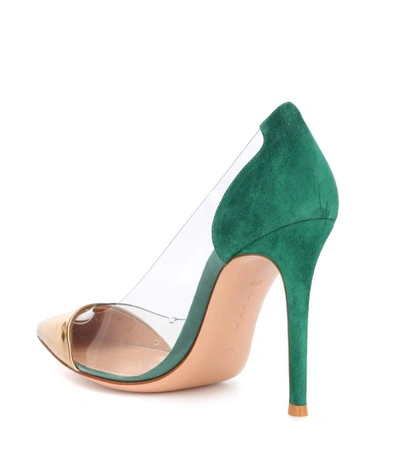 Shop Gianvito Rossi Plexi 105 Leather And Suede Pumps In Green