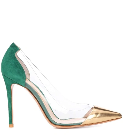 Shop Gianvito Rossi Plexi 105 Leather And Suede Pumps In Green