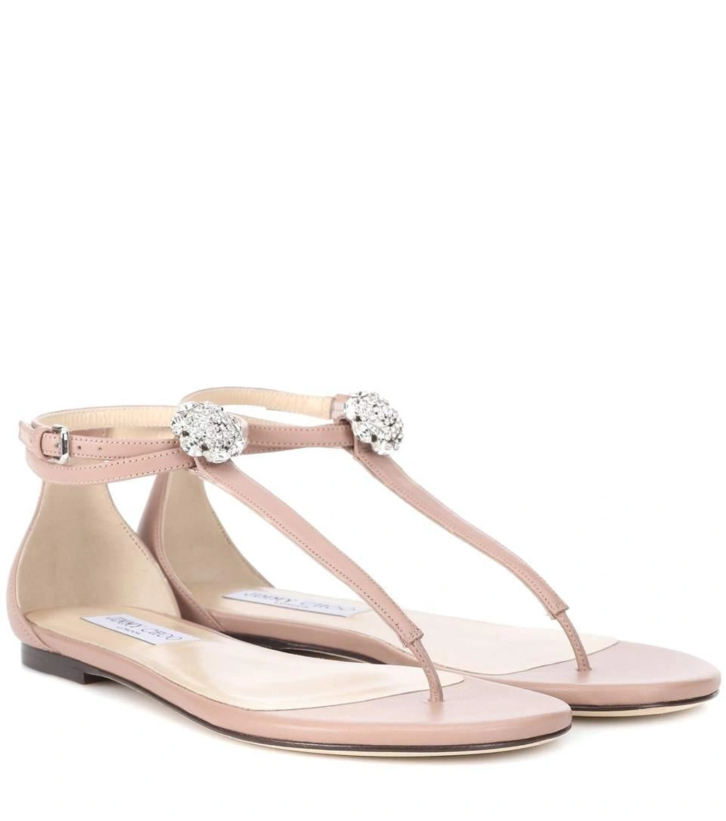 Jimmy Choo Afia Crystal embellished Leather Sandals In Pink ModeSens