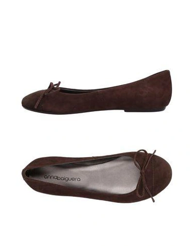 Shop Anna Baiguera Ballet Flats In Dark Brown