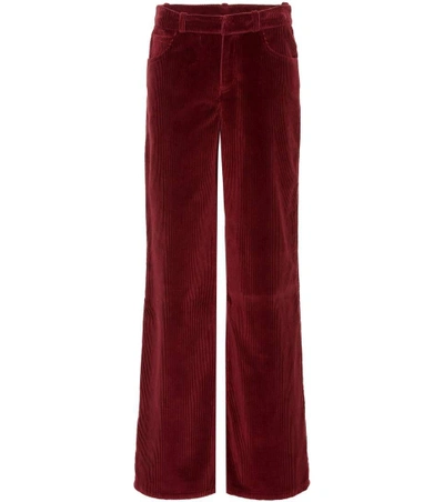 Shop Oscar De La Renta Cotton Corduroy Wide-leg Pants In Red