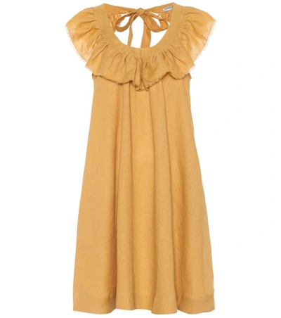 Shop Three Graces London Faye Linen Minidress In Yellow