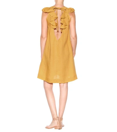 Shop Three Graces London Faye Linen Minidress In Yellow