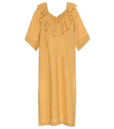 Shop Three Graces London Inez Linen Caftan In Yellow