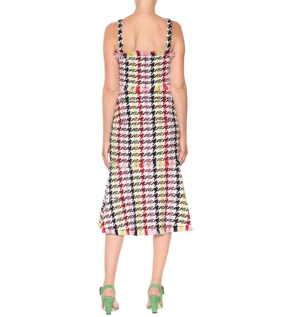 Shop Oscar De La Renta Houndstooth Wool-blend Dress In Multicoloured