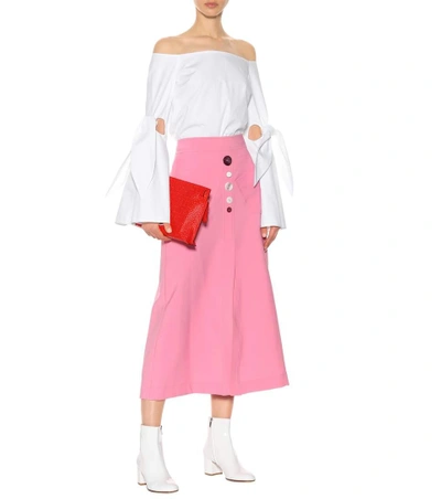 Shop Ellery Aggie Buttoned Midi Skirt In Pink