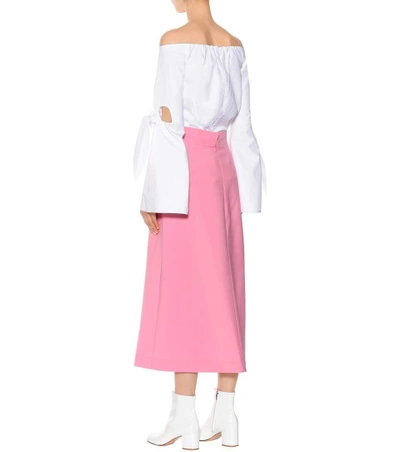 Shop Ellery Aggie Buttoned Midi Skirt In Pink