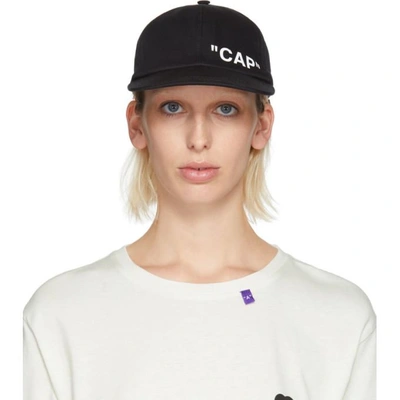 Shop Off-white Black Quote Cap In 1001 Blckwh