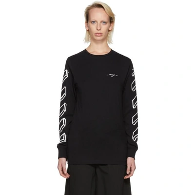 Shop Off-white Black And White Long Sleeve Diagonal Marker Arrows T-shirt In 1001 Blckwh