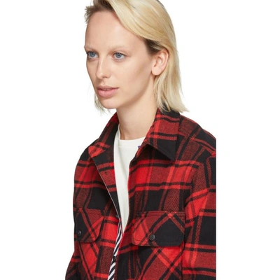 Shop Off-white Red And Black Quote Plaid Shirt In 2001 Redwhi