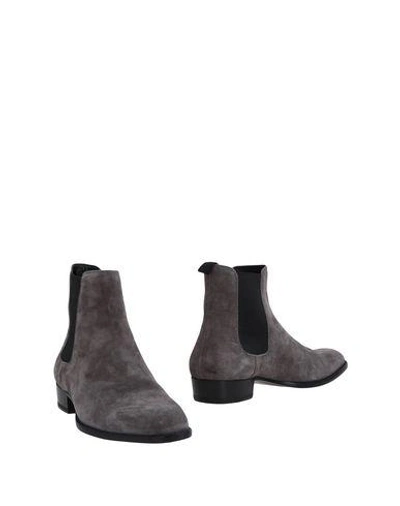 Shop Saint Laurent Man Ankle Boots Lead Size 10 Soft Leather In Grey