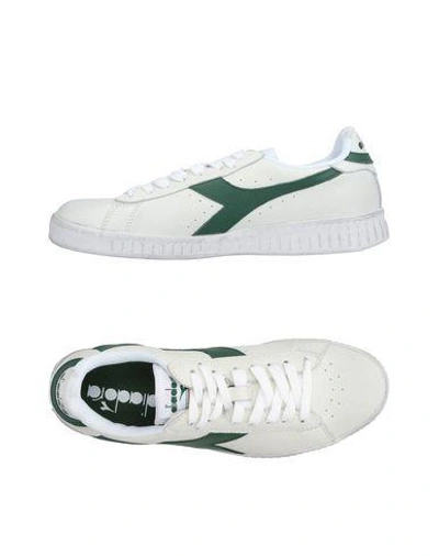 Diadora Game L Low Waxed Sneakers In Textured Leather In White | ModeSens