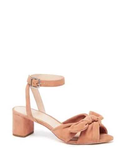 Shop Loeffler Randall Jill Knotted Suede Ankle-strap Sandals In Buff Pink