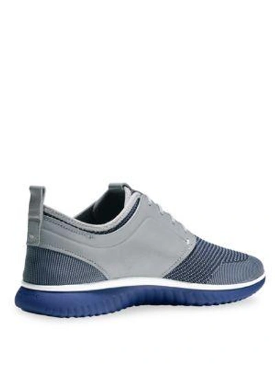 Shop Cole Haan Grand Motion Knit Sneakers In Shark Skin Grey White Blue