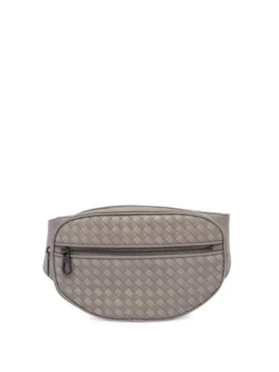 Shop Bottega Veneta Leather Belt Bag In Dark Cement