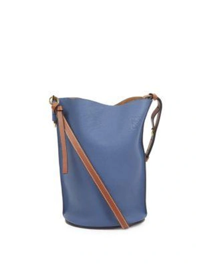 Shop Loewe Gate Leather Bucket Bag In Varsity Blue