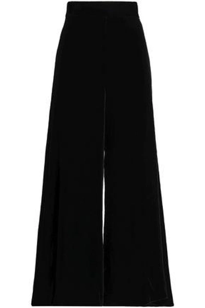 Shop Peter Pilotto Woman Velvet Wide-leg Pants Black