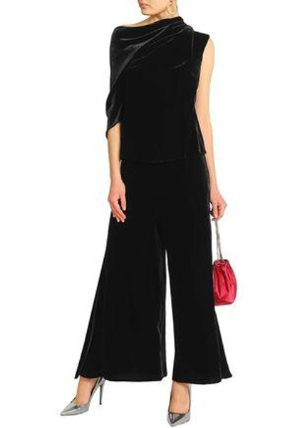Shop Peter Pilotto Woman Velvet Wide-leg Pants Black