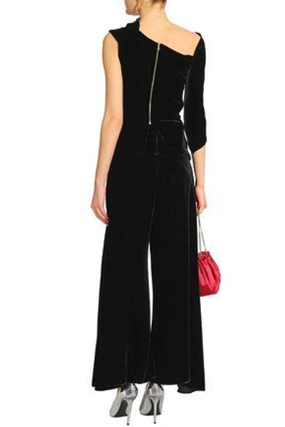 Shop Peter Pilotto Woman Velvet Wide-leg Pants Black