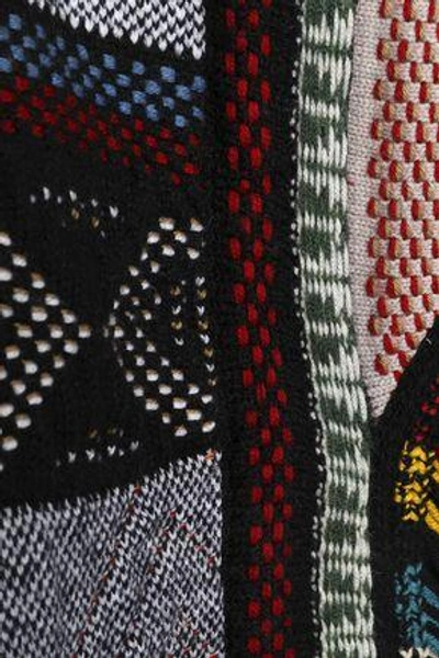 Shop Chloé Woman Fringe-trimmed Wool-blend Jacquard Poncho Multicolor