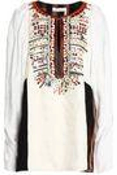 Shop Chloé Woman Embellished Jacquard Tunic Off-white