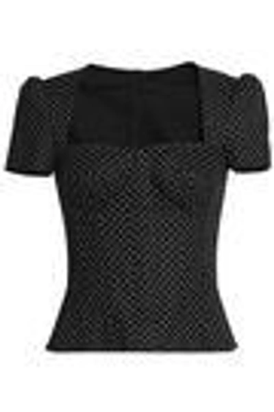 Shop Dolce & Gabbana Polka-dot Stretch-cotton Bustier Top In Black