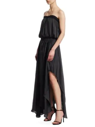 Shop Halston Heritage Strapless Smocked Gown In Black
