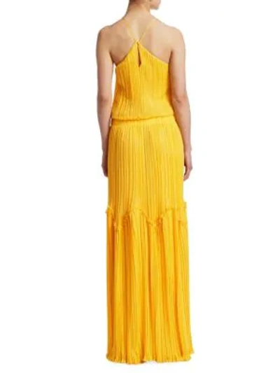 Shop Halston Heritage Flowy Pleated Gown In Sunshine