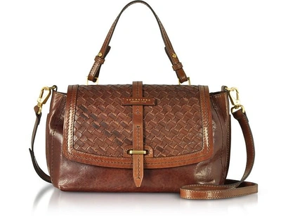 Shop The Bridge Designer Handbags Salinger Woven Leather Medium Satchel Bag In Marron