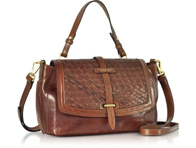 Shop The Bridge Designer Handbags Salinger Woven Leather Medium Satchel Bag In Marron