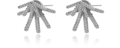 Shop Federica Tosi Earrings Mini Cross Earrings In Silver