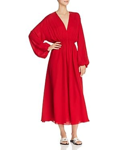 Shop Elizabeth And James Norma Silk Caftan Dress In Bright Red